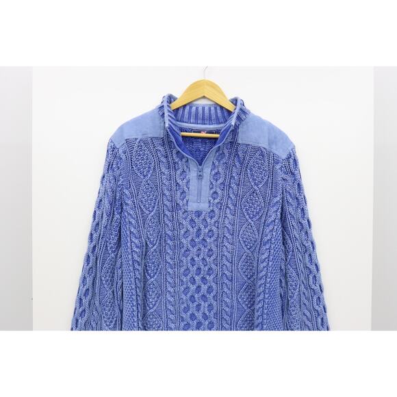 Vineyard Vines by Shep & Ian Tide Blue Men's 1/4 Zip Cableknit Sweater L - Picture 3 of 9